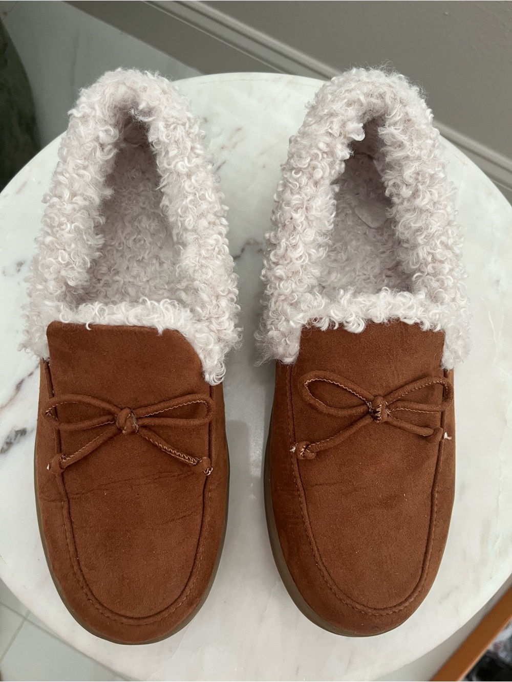 Vionic Cozy Faux-Shearling Lined Slip-On Mocs - Brown 6.5